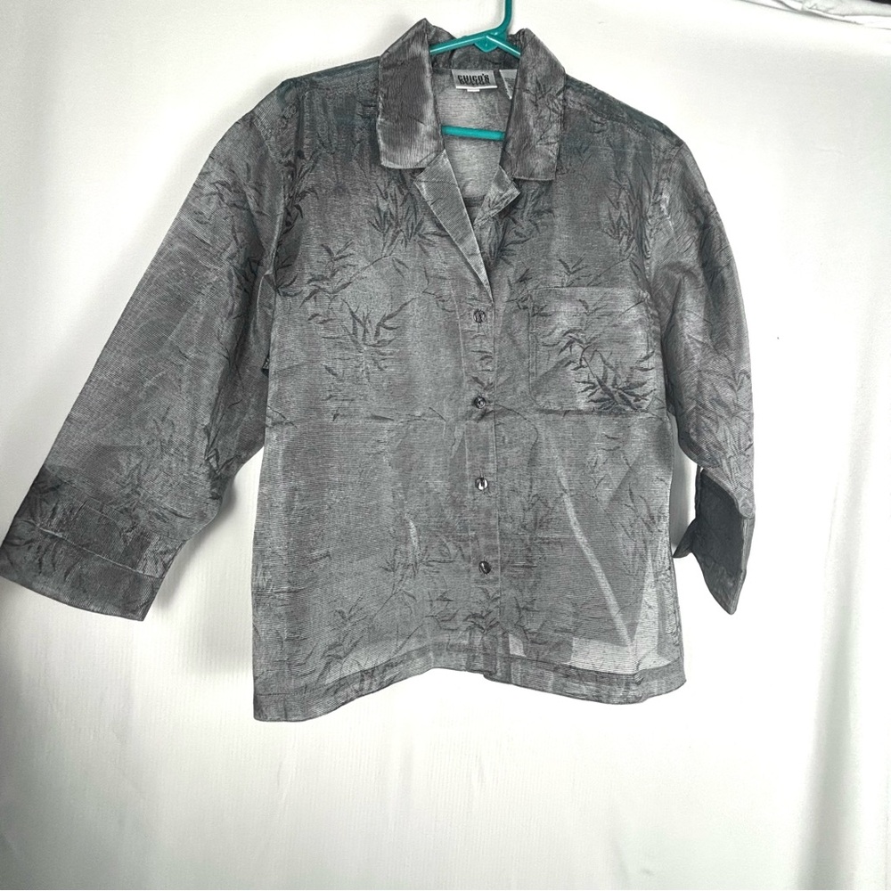 Chicos 90s Vintage Floral Transparent Blouse L
